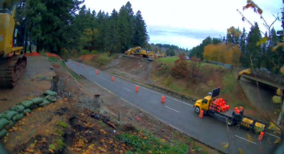 Photo of the Southbound I-5 over Commercial Street Bridge after demolition.