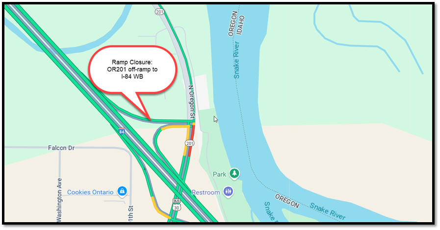 OR201 off-ramp to I-84