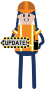 construction worker holding update sign icon