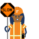 construction worker holding slow sign icon