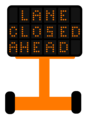 Icon of VMS board that reads LANE CLOSED AHEAD