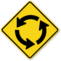 icon of roundabout sign with three arrows in a circle