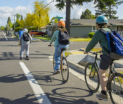 Kids in bike lane on bikes