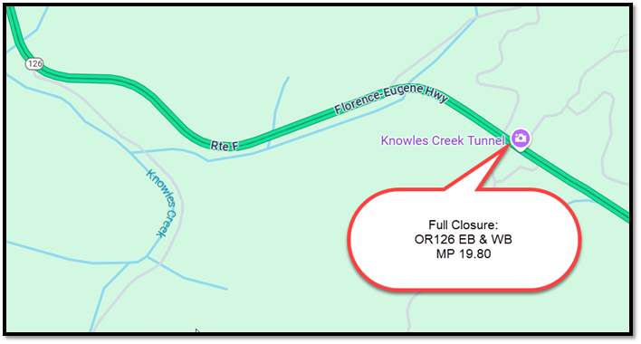 OR126 EB & WB MP 19.80 (Knowles Creek Tunnel - Mapleton)