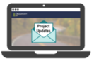 Icon of laptop with screen showing an envelope with words that read PROJECT UPDATES