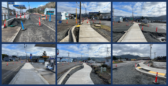 Photos showing construction on U.S. 101 in Garibaldi