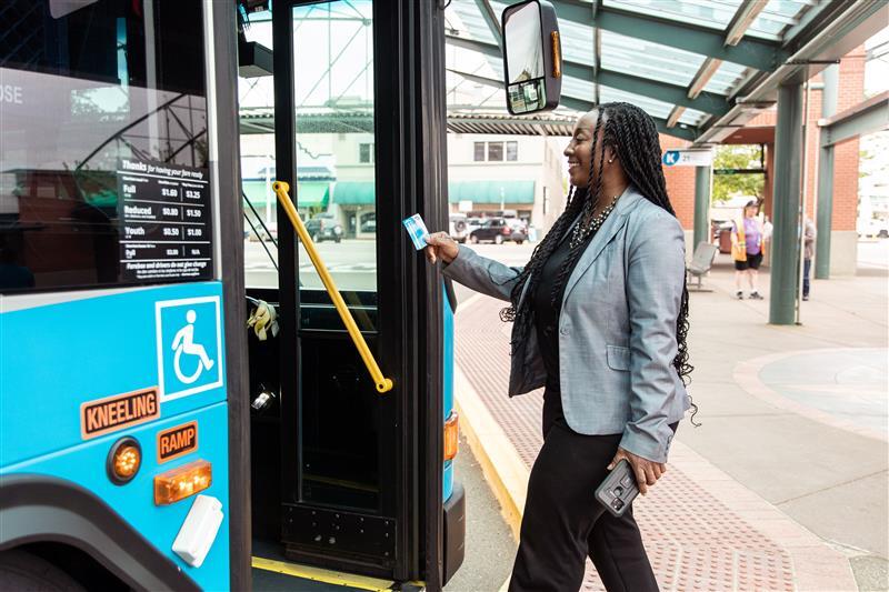 Person using public transit