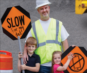 Work zone safety family: "slow for my dad"