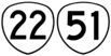 OR 22 and OR 51 highway signs