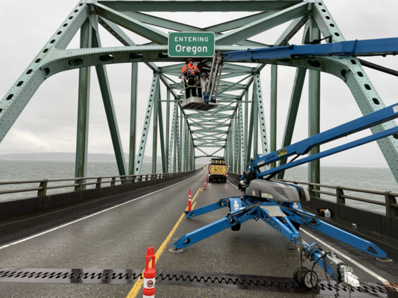 Photo of a newly installed sign in Clatsop County