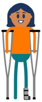 Icon of girl with crutches and a boot on her leg