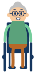 Older woman sitting in wheelchair icon