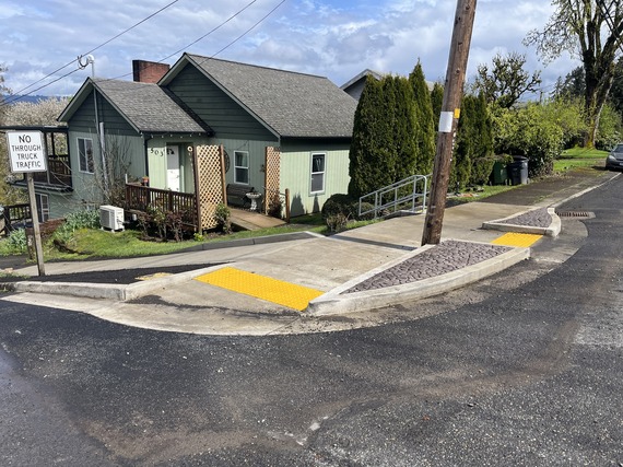 Photo of a completed curb ramp in Rainier