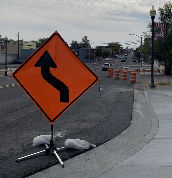 Traffic sign downtown Burns