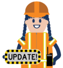 construction worker holding update sign icon