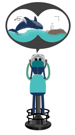 Person looking through viewfinder with whale and seagull gif