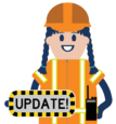 construction worker holding update sign icon