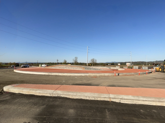 Photo showing the Clow Corner Road roundabout construction