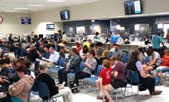 Crowded DMV Lobby