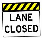 Lane Closed sign as a gif wiggling side to side