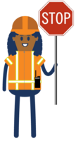 construction worker holding stop sign graphic
