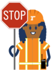 construction worker with stop sign paddle icon