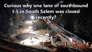 Gif of bridge beam setting on the Commercial Street SE bridge work in May 2025