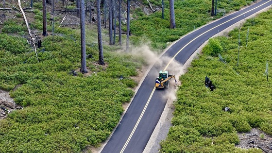 ODOT crews ditching along McKenzie Pass. 