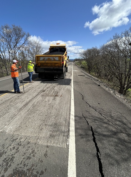 Crews complete pavement patching at MP 15.1 in April. 