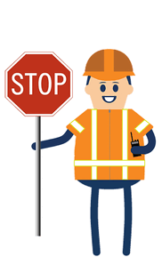 Flagger holding stop sign gif