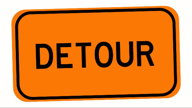 Detour sign wiggling gif