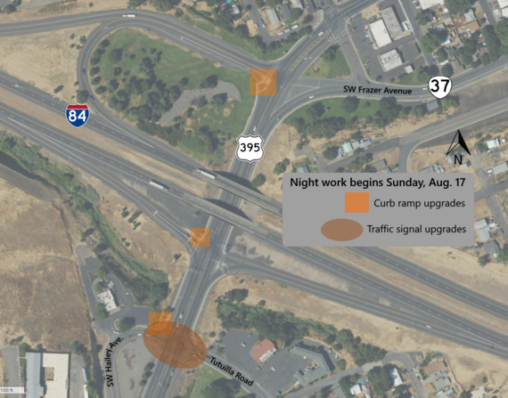 Map of night work in Pendleton