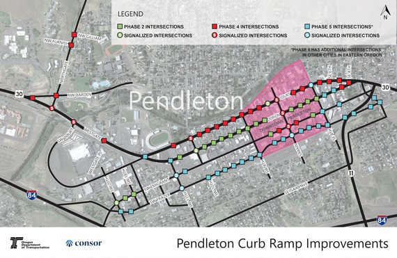 Map of remaining ADA projects in Pendleton