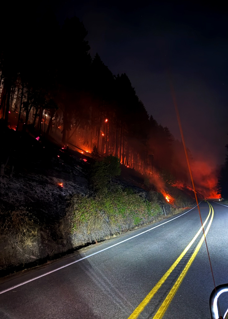 Audrey Mountain Fire along OR 58 on Aug. 8 2025