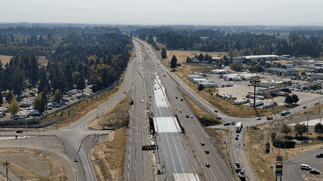 Gif showing aerial view of I-5 Exit 278 traffic