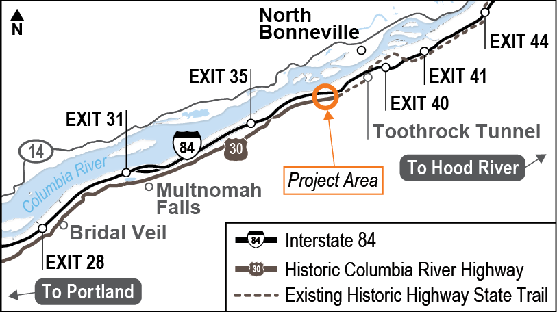 I-84 Eastbound McCord Creek Location Map