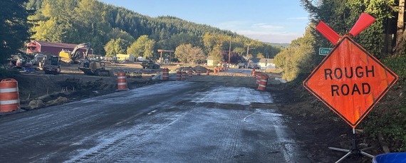Photo showing OR 47 construction at Messing Creek