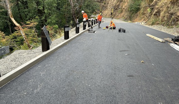 ODOT crews use equipment to collect groundwater elevation and slope movement data in the landslide repair area on the Historic Columbia River Highway