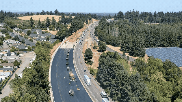 aerial view of construction on I-5 gif