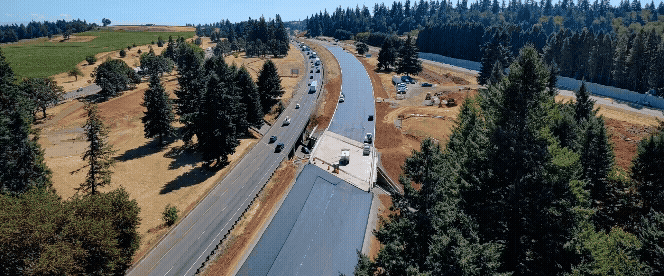 aerial view of I-5 construction