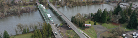 Aerial view of the OR 126B bridges