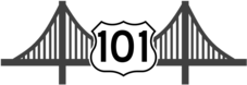 Bridge icon with U.S. 101 highway sign