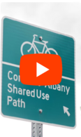Image of Corvallis to Albany Shared Use Path sign with YouTube logo over it