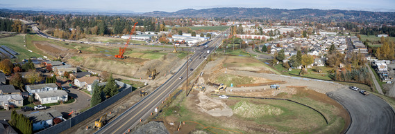 Panorama picture of Newberg Dundee Bypass project area in November 2025