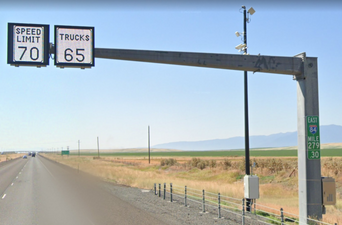 variable speed limit signs on I-84 in Eastern Oregon