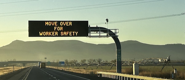 Variable message sign near La Grande, I-84 milepost 263
