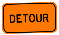 Detour sign gif wiggling side to side