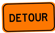 Gif of DETOUR sign that wiggles side to side