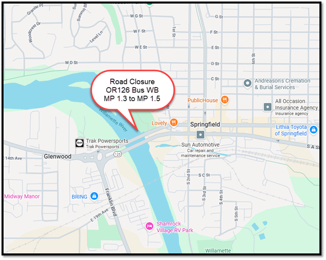 OR126 Bus WB MP 1.3 to MP 1.5