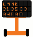 lane closed ahead use caution message board gif